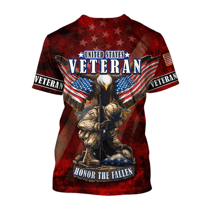 US Veteran - Eagle With American Flag Honor The Fallen Unisex Shirts TT011001- VET , Gifts for veterans