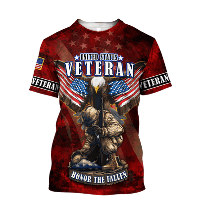 US Veteran - Eagle With American Flag Honor The Fallen Unisex Shirts TT011001- VET , Gifts for veterans
