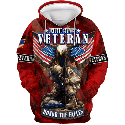 US Veteran - Eagle With American Flag Honor The Fallen Unisex Shirts TT011001- VET , Gifts for veterans