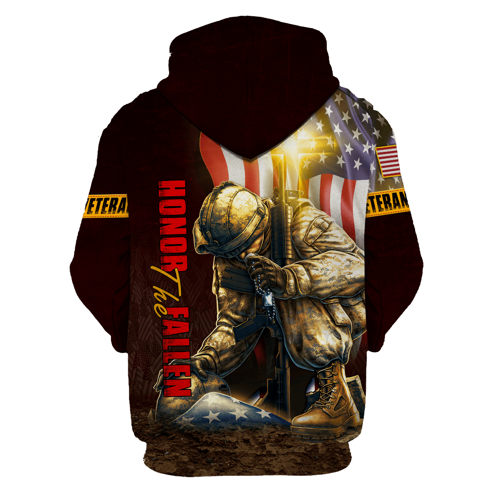US Veteran - American Flag Honor The Fallen Unisex Shirts MON04102202-VET , Gifts for veterans