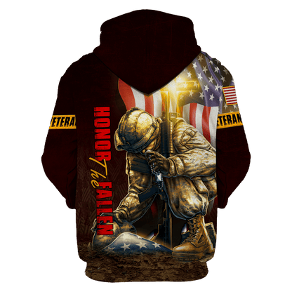 US Veteran - American Flag Honor The Fallen Unisex Shirts MON04102202-VET , Gifts for veterans