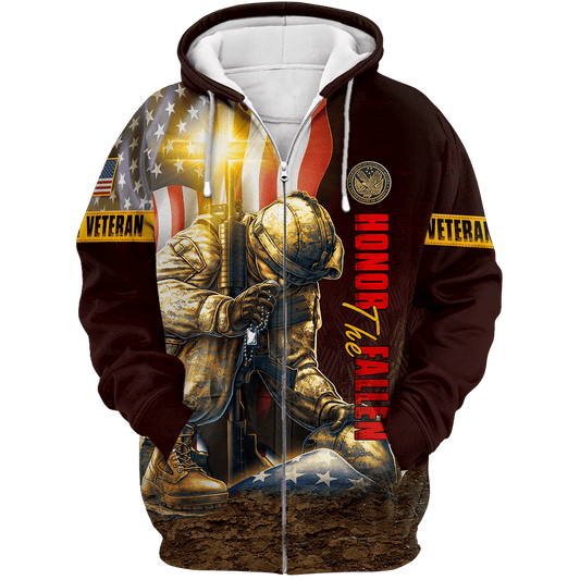 US Veteran - American Flag Honor The Fallen Unisex Shirts MON04102202-VET , Gifts for veterans