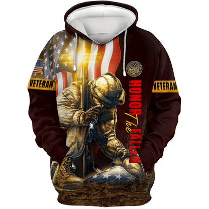 US Veteran - American Flag Honor The Fallen Unisex Shirts MON04102202-VET , Gifts for veterans