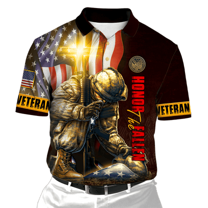 US Veteran - American Flag Honor The Fallen Unisex Shirts MON04102202-VET , Gifts for veterans