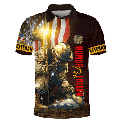 US Veteran - American Flag Honor The Fallen Unisex Shirts MON04102202-VET , Gifts for veterans