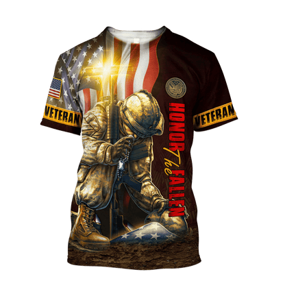 US Veteran - American Flag Honor The Fallen Unisex Shirts MON04102202-VET , Gifts for veterans