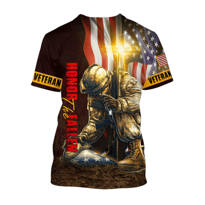 US Veteran - American Flag Honor The Fallen Unisex Shirts MON04102202-VET , Gifts for veterans