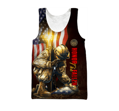 US Veteran - American Flag Honor The Fallen Unisex Shirts MON04102202-VET , Gifts for veterans