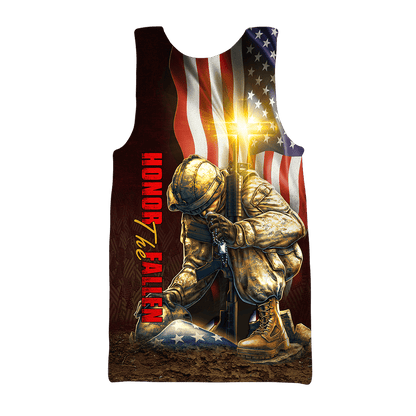US Veteran - American Flag Honor The Fallen Unisex Shirts MON04102202-VET , Gifts for veterans