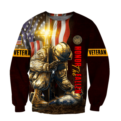 US Veteran - American Flag Honor The Fallen Unisex Shirts MON04102202-VET , Gifts for veterans