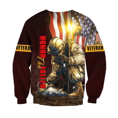 US Veteran - American Flag Honor The Fallen Unisex Shirts MON04102202-VET , Gifts for veterans