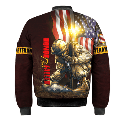 US Veteran - American Flag Honor The Fallen Unisex Shirts MON04102202-VET , Gifts for veterans