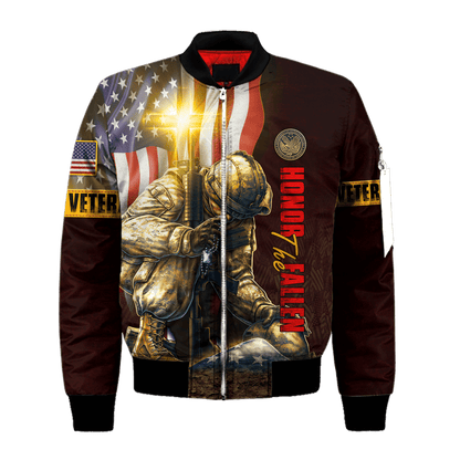 US Veteran - American Flag Honor The Fallen Unisex Shirts MON04102202-VET , Gifts for veterans
