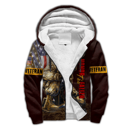 US Veteran - American Flag Honor The Fallen Unisex Shirts MON04102202-VET , Gifts for veterans