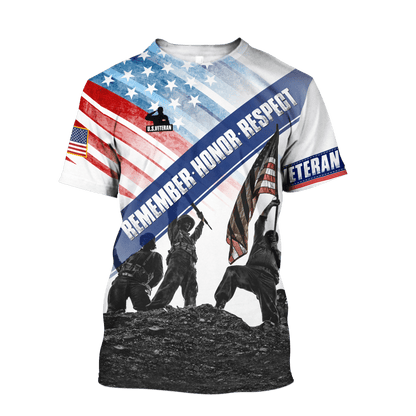 US Veteran - Remember Honor Respect- Unisex Shirts MON05102201-VET , Gifts for veterans