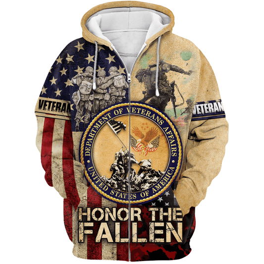 US Veteran - American Flag Honor The Fallen Unisex Shirts MH05102201 - VET , Gifts for veterans