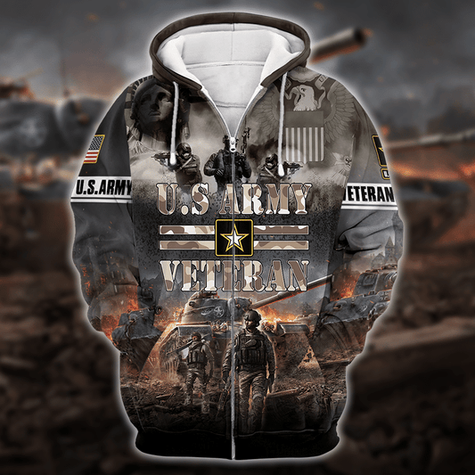 Premium Multiple US Army Veteran Zip Hoodie , Gifts for veterans