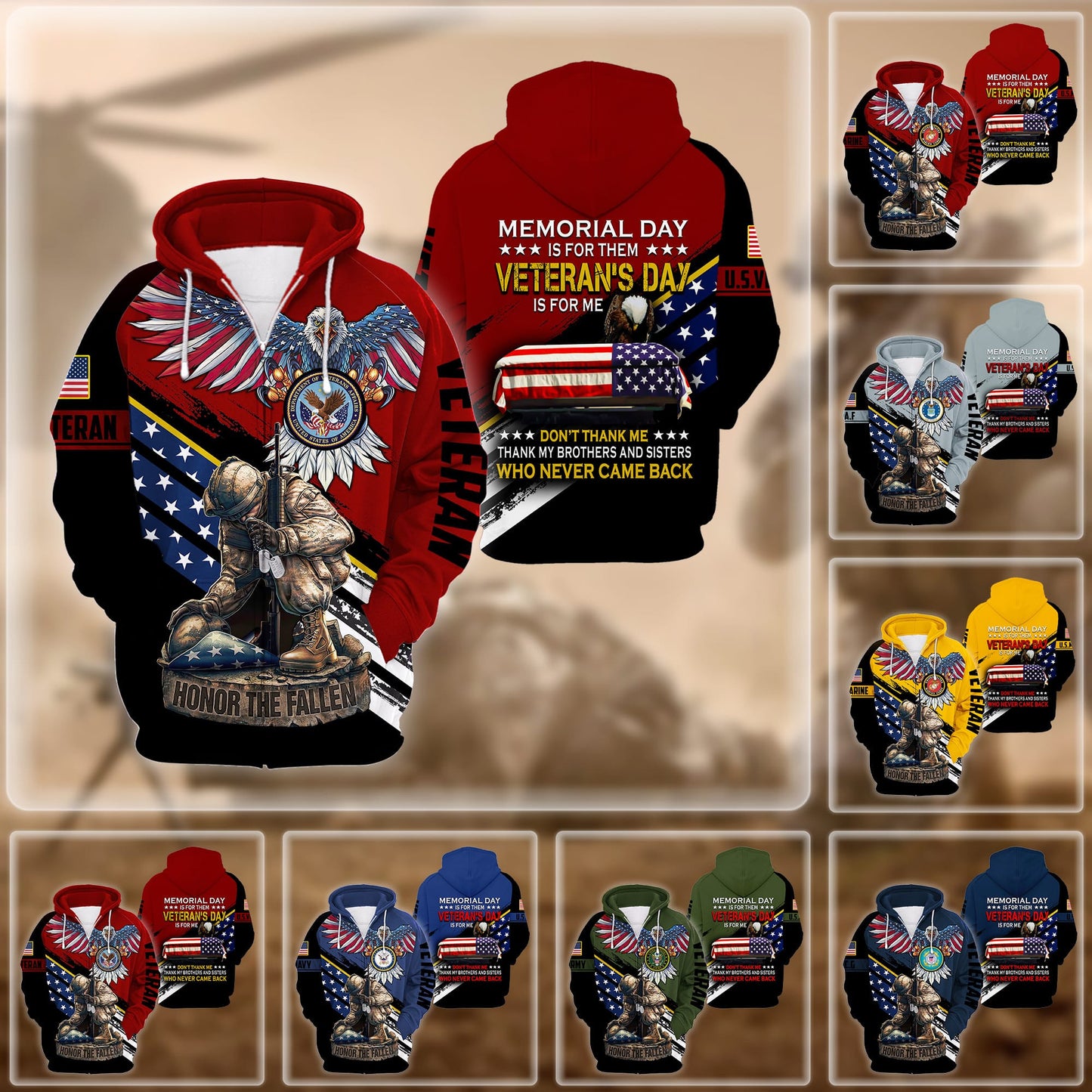 Premium Memorial Day Is For Them US Veteran Zip Hoodie HA261002, easychoo.com