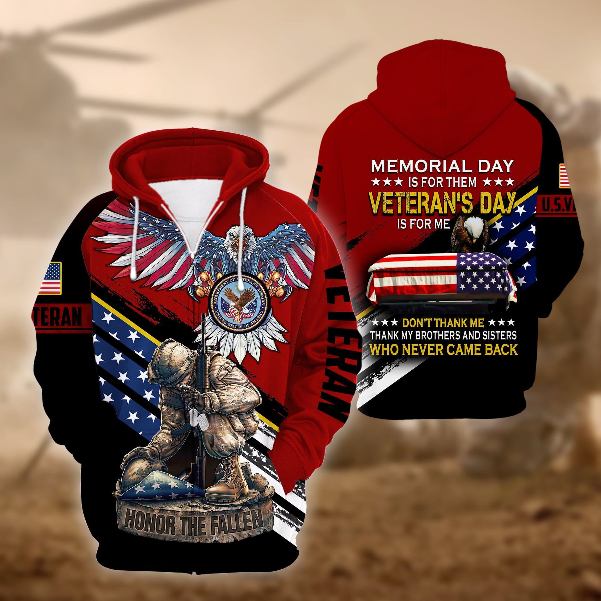 Premium Memorial Day Is For Them US Veteran Zip Hoodie HA261002, easychoo.com