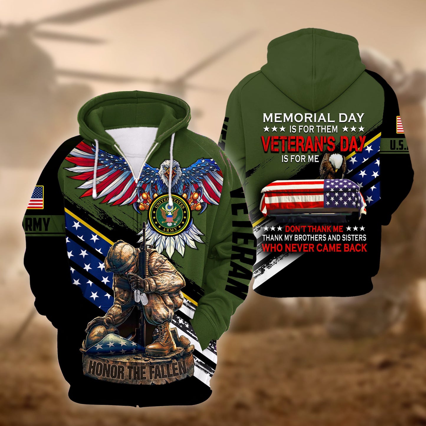 Premium Memorial Day Is For Them US Veteran Zip Hoodie HA261002, easychoo.com