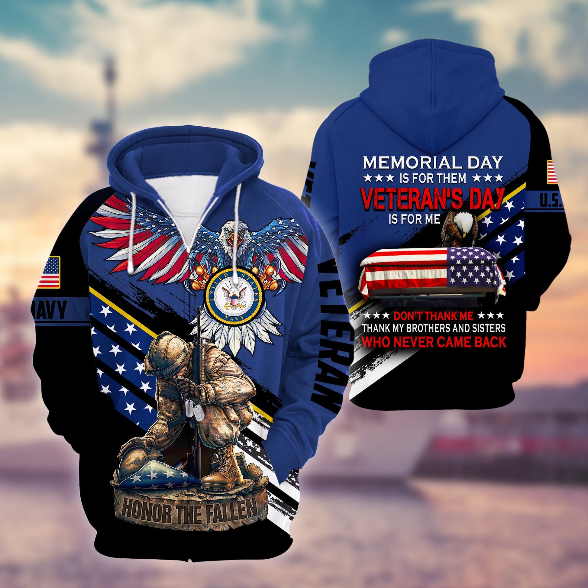 Premium Memorial Day Is For Them US Veteran Zip Hoodie HA261002, easychoo.com