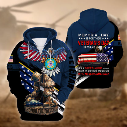 Premium Memorial Day Is For Them US Veteran Zip Hoodie HA261002, easychoo.com