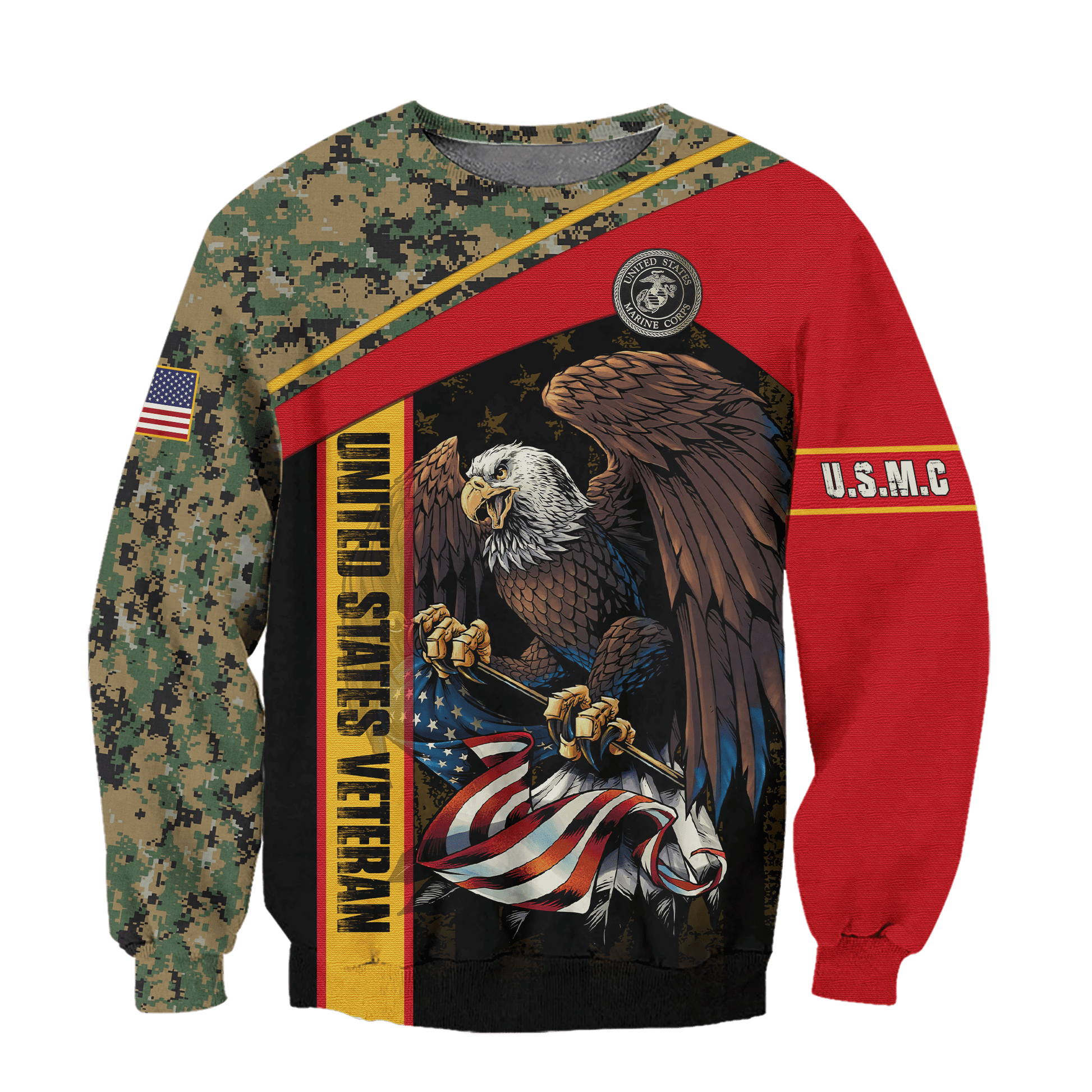 US Marine - American Bald Eagle Flag Unisex Shirts MON04112204-MC , Gifts for veterans, easychoo.com