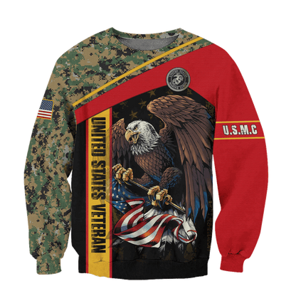 US Marine - American Bald Eagle Flag Unisex Shirts MON04112204-MC , Gifts for veterans, easychoo.com