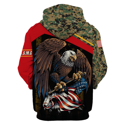 US Marine - American Bald Eagle Flag Unisex Shirts MON04112204-MC , Gifts for veterans, easychoo.com
