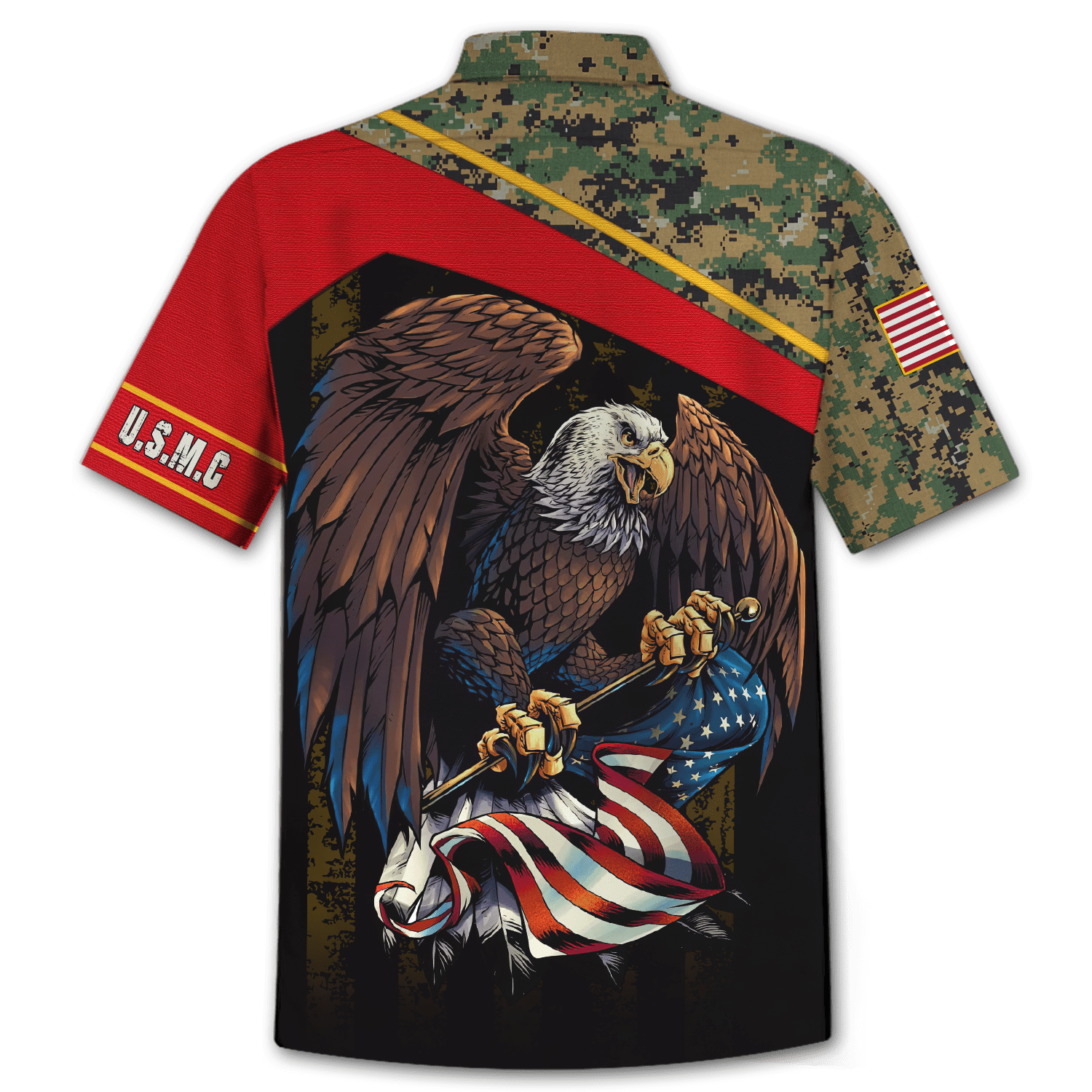 US Marine - American Bald Eagle Flag Unisex Shirts MON04112204-MC , Gifts for veterans, easychoo.com