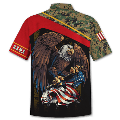 US Marine - American Bald Eagle Flag Unisex Shirts MON04112204-MC , Gifts for veterans, easychoo.com
