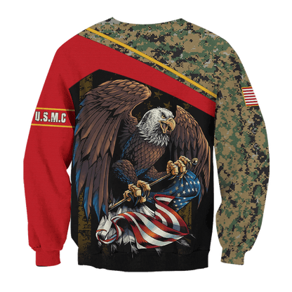 US Marine - American Bald Eagle Flag Unisex Shirts MON04112204-MC , Gifts for veterans, easychoo.com