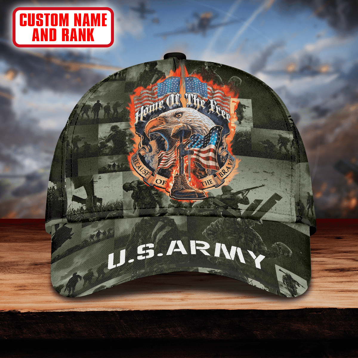 Home Of The Free - Because Of The Brave - US Army Personalize Cap , Gifts for veterans