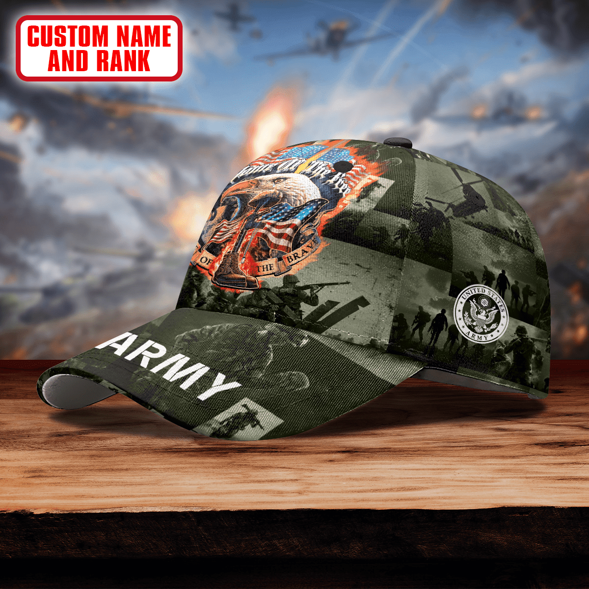 Home Of The Free - Because Of The Brave - US Army Personalize Cap , Gifts for veterans