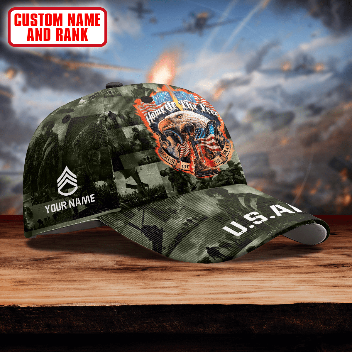 Home Of The Free - Because Of The Brave - US Army Personalize Cap , Gifts for veterans