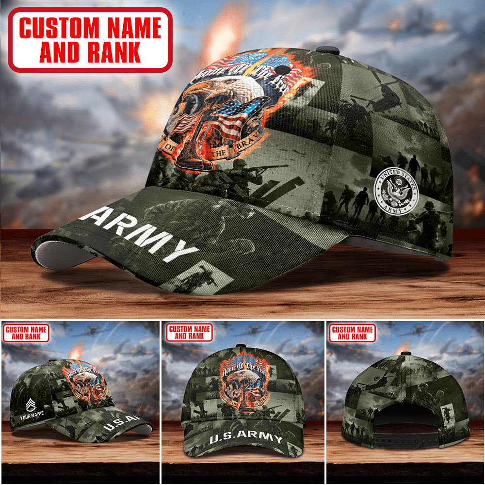 Home Of The Free - Because Of The Brave - US Army Personalize Cap , Gifts for veterans