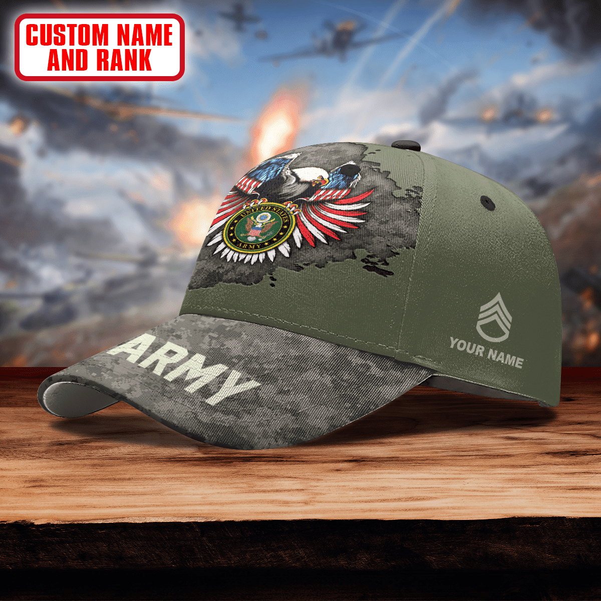 Us Army Eagle And American Flag Camo - US Army Personalize Cap , Gifts for veterans