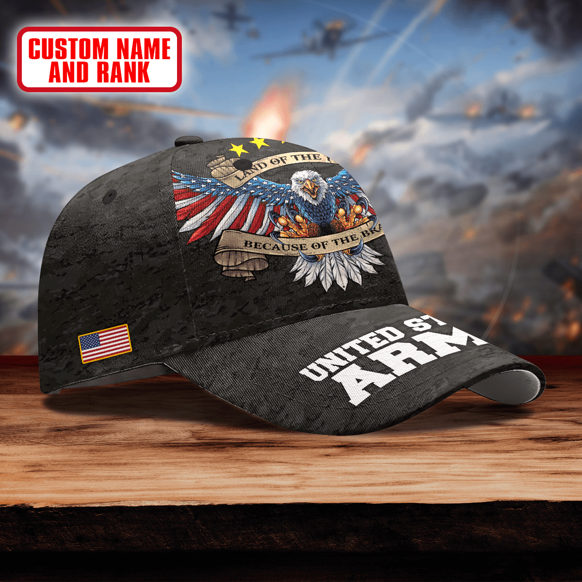 Land of the free because of the brave US ARMY PERSONALIZE CAP , Gifts for veterans
