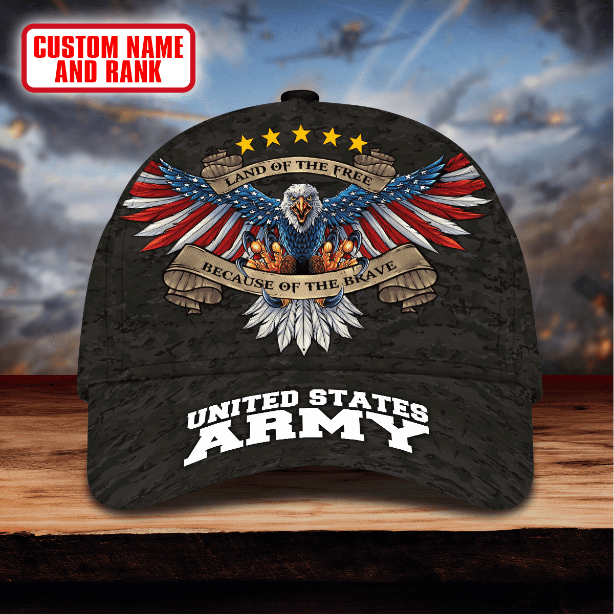 Land of the free because of the brave US ARMY PERSONALIZE CAP , Gifts for veterans
