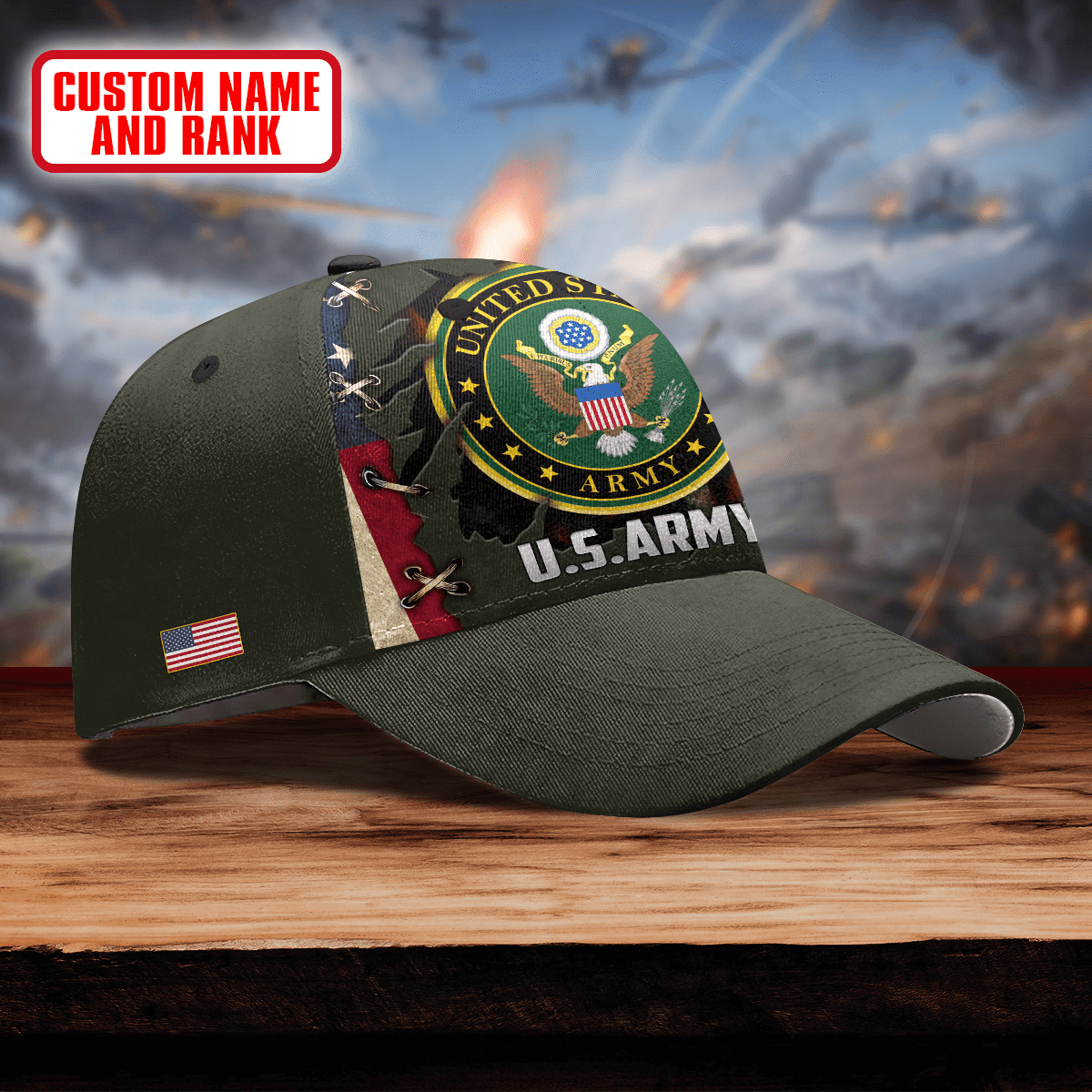 Premium U.S Veteran 3D Flag USA Printed U.S.ARMY PERSONALIZE Cap , Gifts for veterans