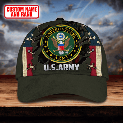 Premium U.S Veteran 3D Flag USA Printed U.S.ARMY PERSONALIZE Cap , Gifts for veterans