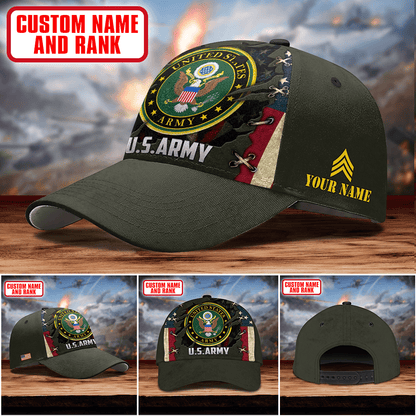 Premium U.S Veteran 3D Flag USA Printed U.S.ARMY PERSONALIZE Cap , Gifts for veterans