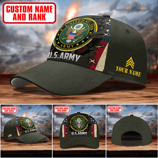 Premium U.S Veteran 3D Flag USA Printed U.S.ARMY PERSONALIZE Cap , Gifts for veterans