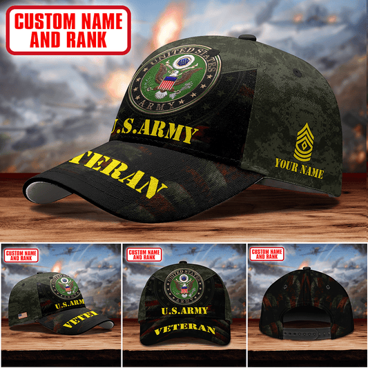 PREMIUM U.S VETERAN 3D camo flag USA PRINTED U.S.ARMY PERSONALIZE CAP , Gifts for veterans