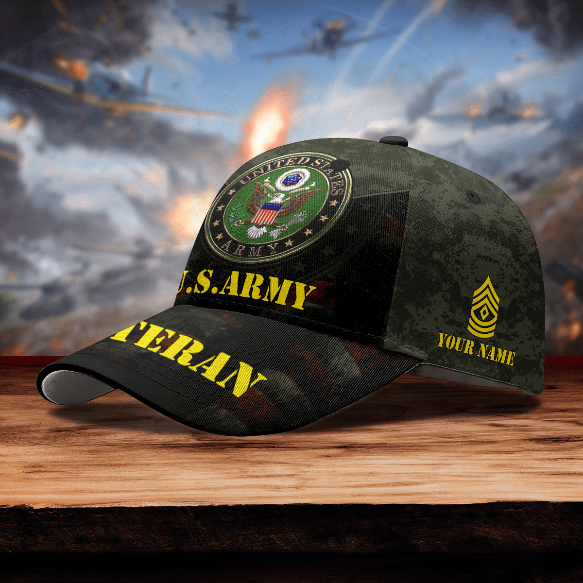 PREMIUM U.S VETERAN 3D camo flag USA PRINTED U.S.ARMY PERSONALIZE CAP , Gifts for veterans