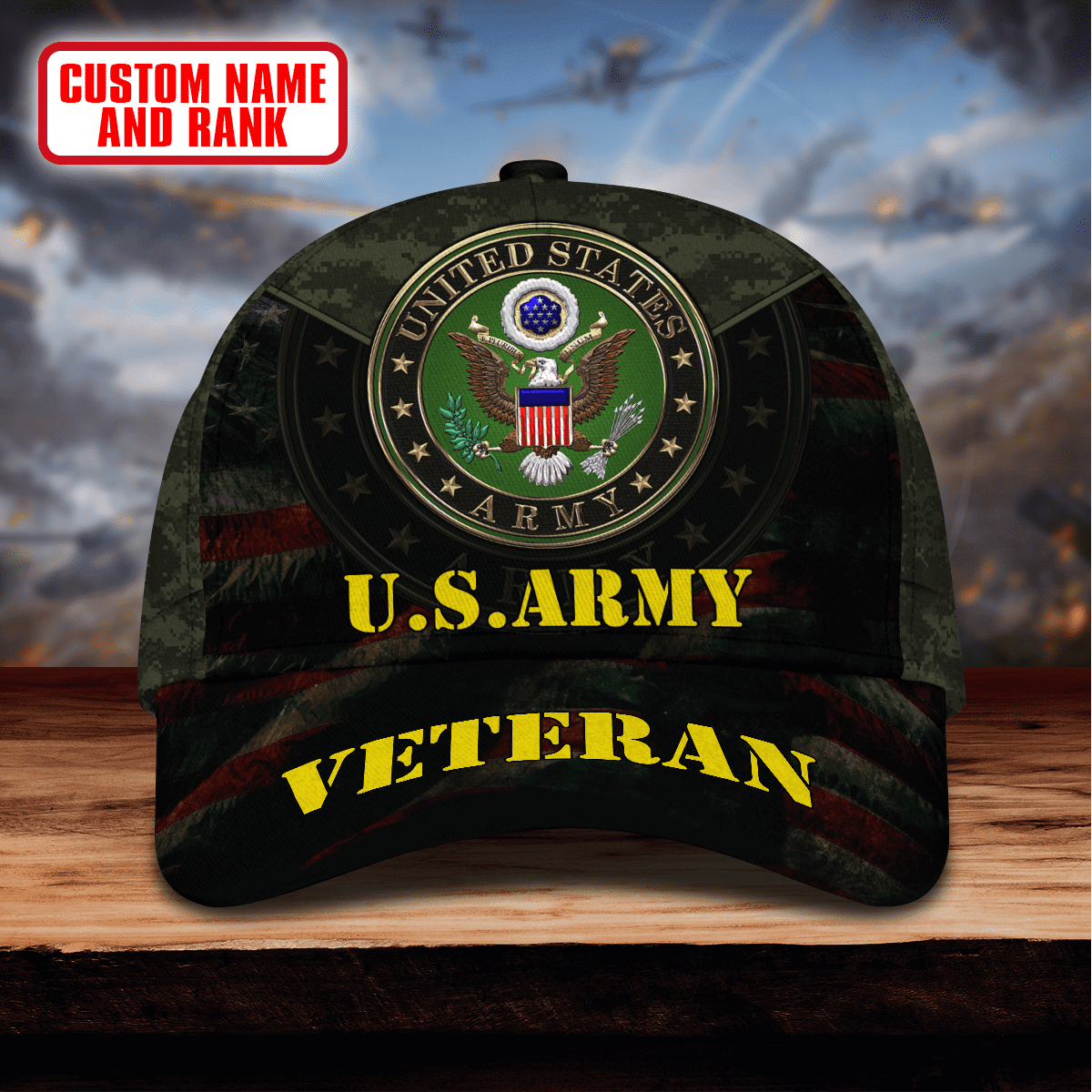PREMIUM U.S VETERAN 3D camo flag USA PRINTED U.S.ARMY PERSONALIZE CAP , Gifts for veterans