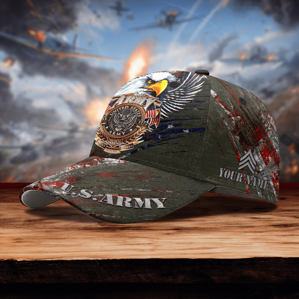 EAGLE LOGO SCRATCH US ARMY PERSONALIZE CAP , Gifts for veterans