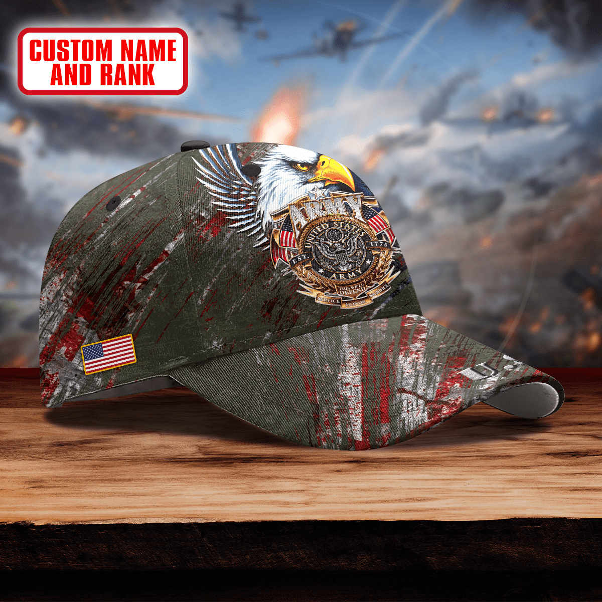 EAGLE LOGO SCRATCH US ARMY PERSONALIZE CAP , Gifts for veterans