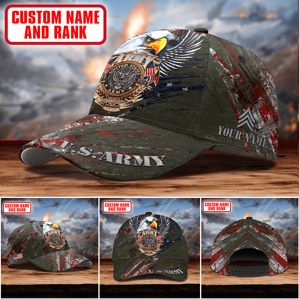 EAGLE LOGO SCRATCH US ARMY PERSONALIZE CAP , Gifts for veterans