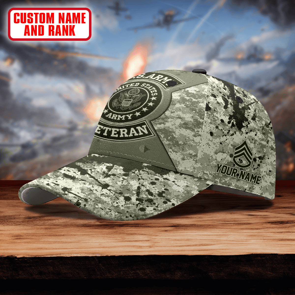 US Army Camo American - US Army Personalize Cap , Gifts for veterans